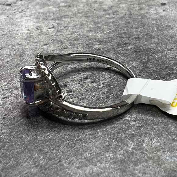 Ring Bomb Party Ring, size 7, blue stone .925 sterling silver band - Picture 4 of 6